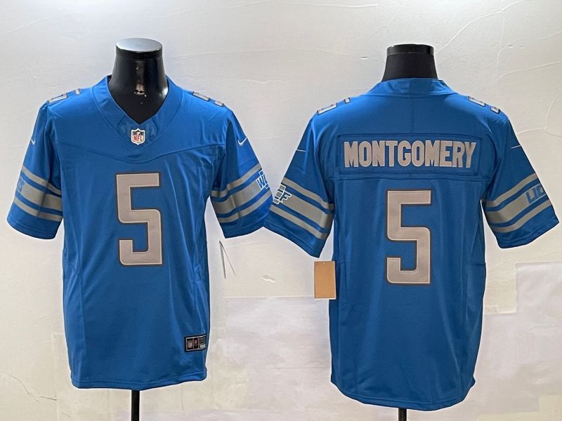 Men Detroit Lions #5 Montgomery Blue three generations 2024 Nike Limited NFL Jersey style 0102